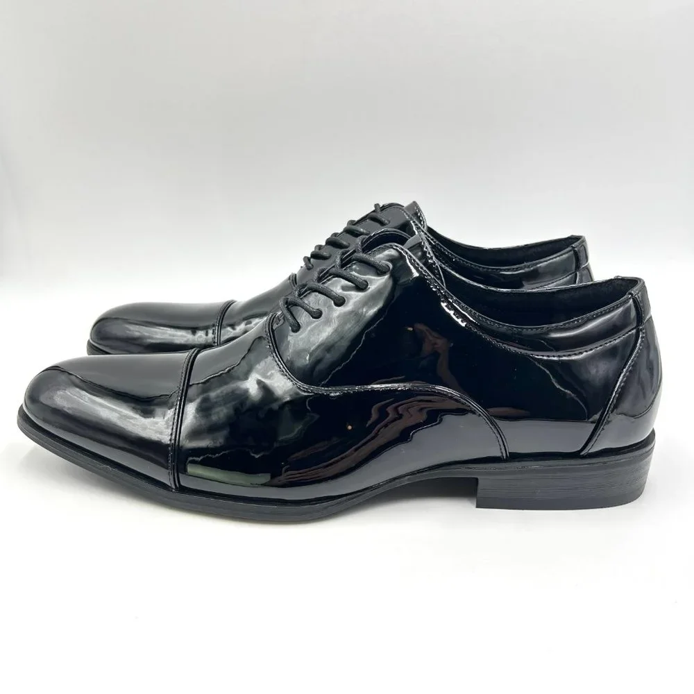 11W 11 WIDE Stacy Adams Mens Gala‎ Black Patent Oxfords Dress Shoes New